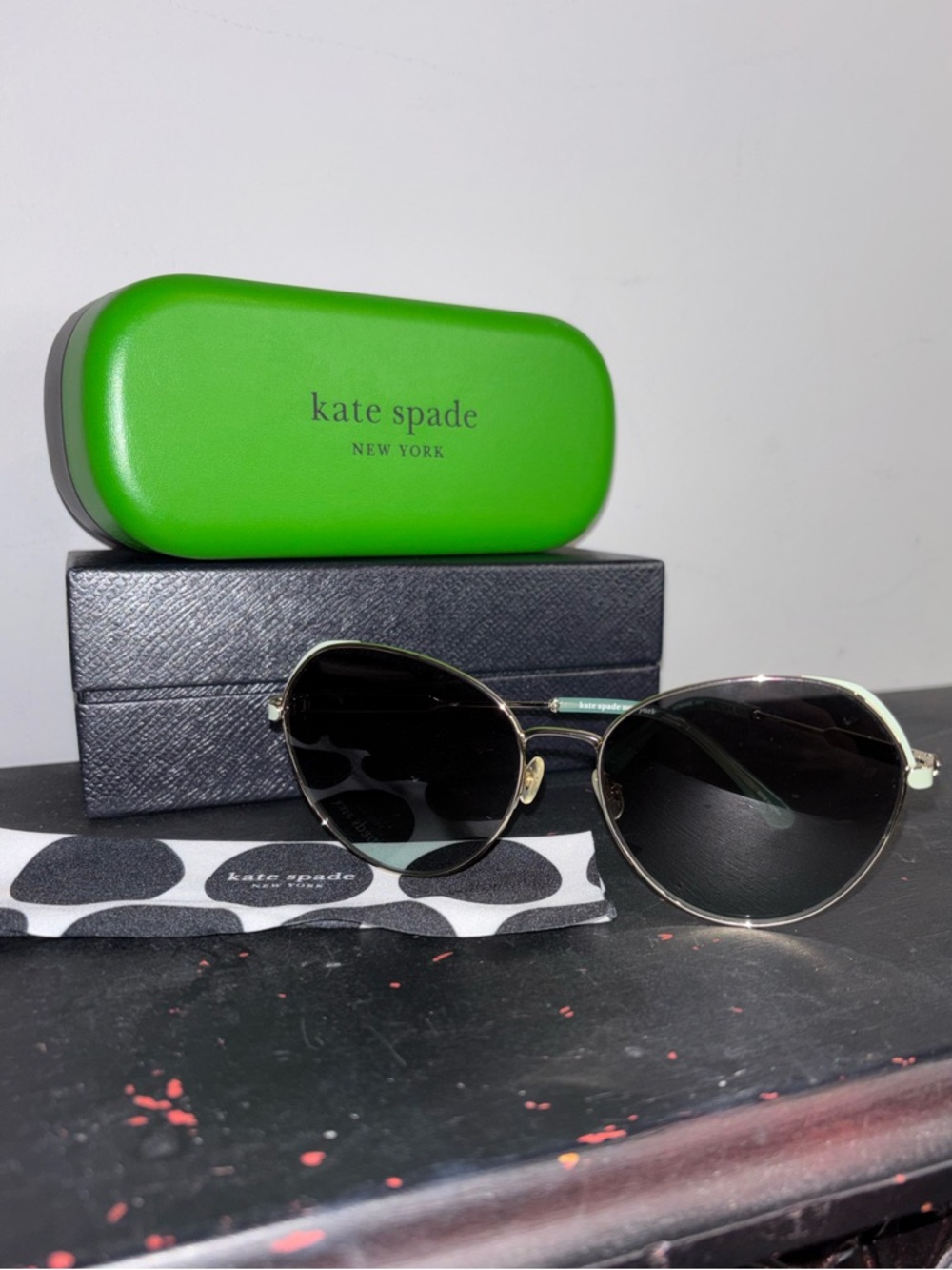 Kate Spade Octavia Teal Metal Sunglasses with Case NIB